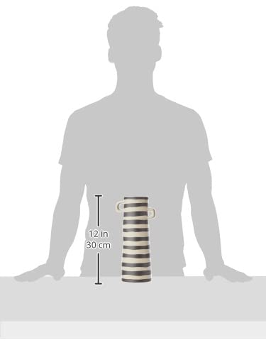ASA 84004130 Vase, Steingut, 28cm, Mehrkernige, Hellgrau/Gebrochenes Weiß, Gestreift