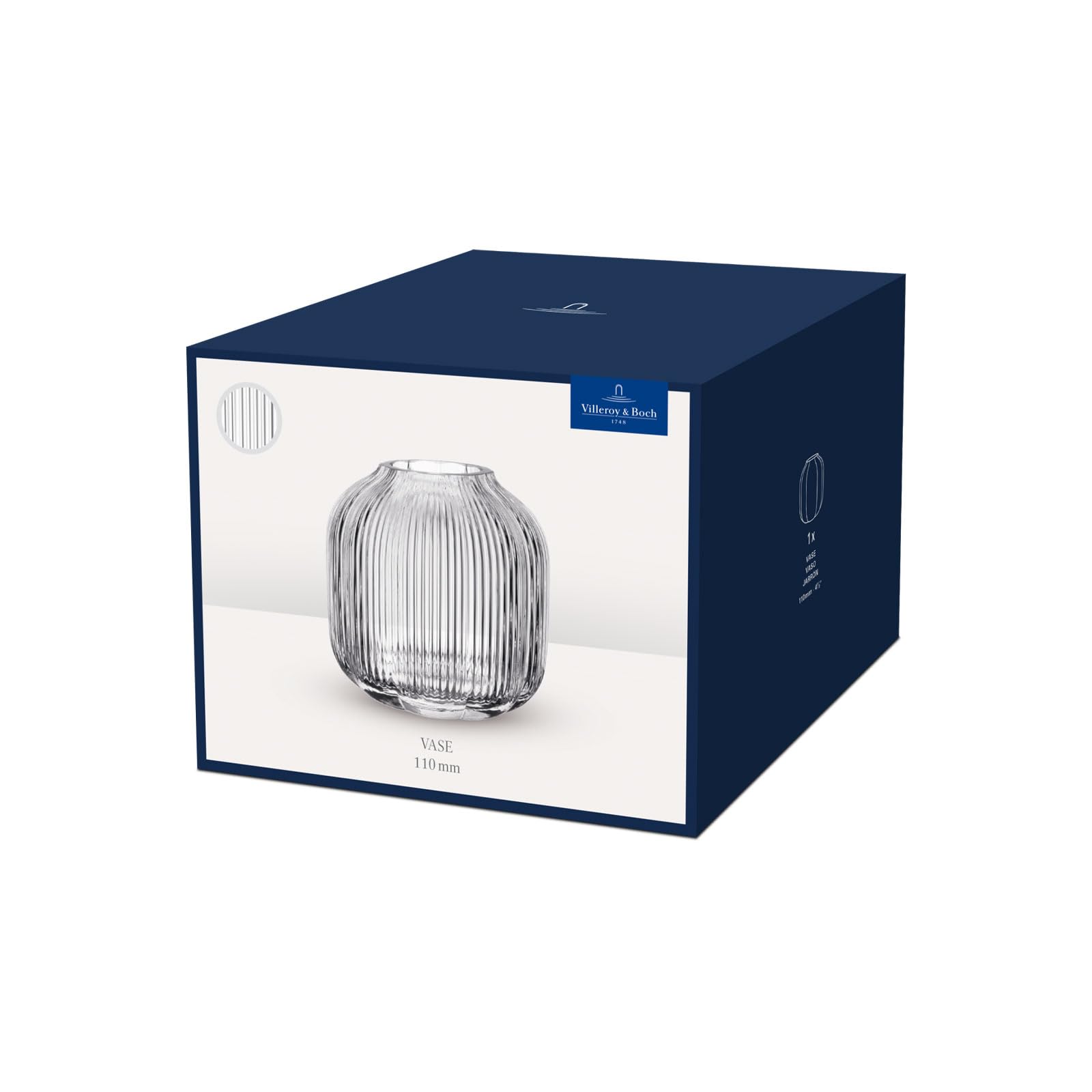 Villeroy & Boch – Fleur Bleu Vase 15 cm Blau, Spülmaschinenfest, Tischvase, Handgefertigte und Mundgeblasene Glasvase, Blumiges Design, Farbige Blumenvase, Deko Wohnung, Home Decor, Dekoraion, Glas