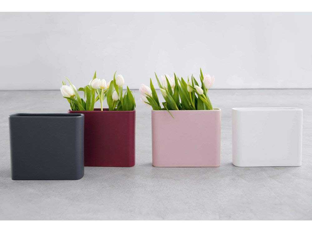 ASA 84004130 Vase, Steingut, 28cm, Mehrkernige, Hellgrau/Gebrochenes Weiß, Gestreift