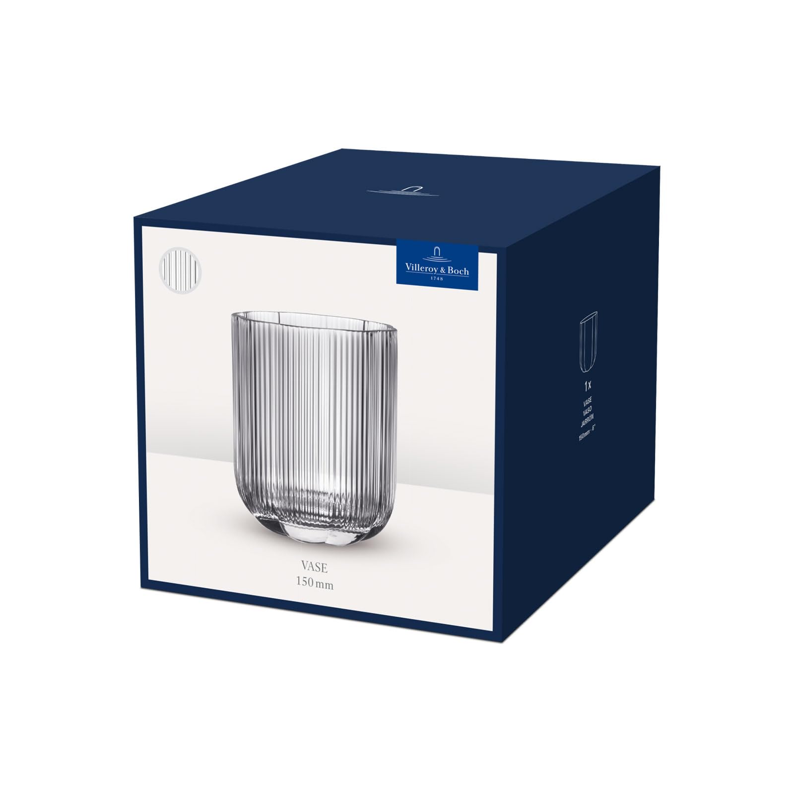 Villeroy & Boch – Fleur Bleu Vase 15 cm Blau, Spülmaschinenfest, Tischvase, Handgefertigte und Mundgeblasene Glasvase, Blumiges Design, Farbige Blumenvase, Deko Wohnung, Home Decor, Dekoraion, Glas