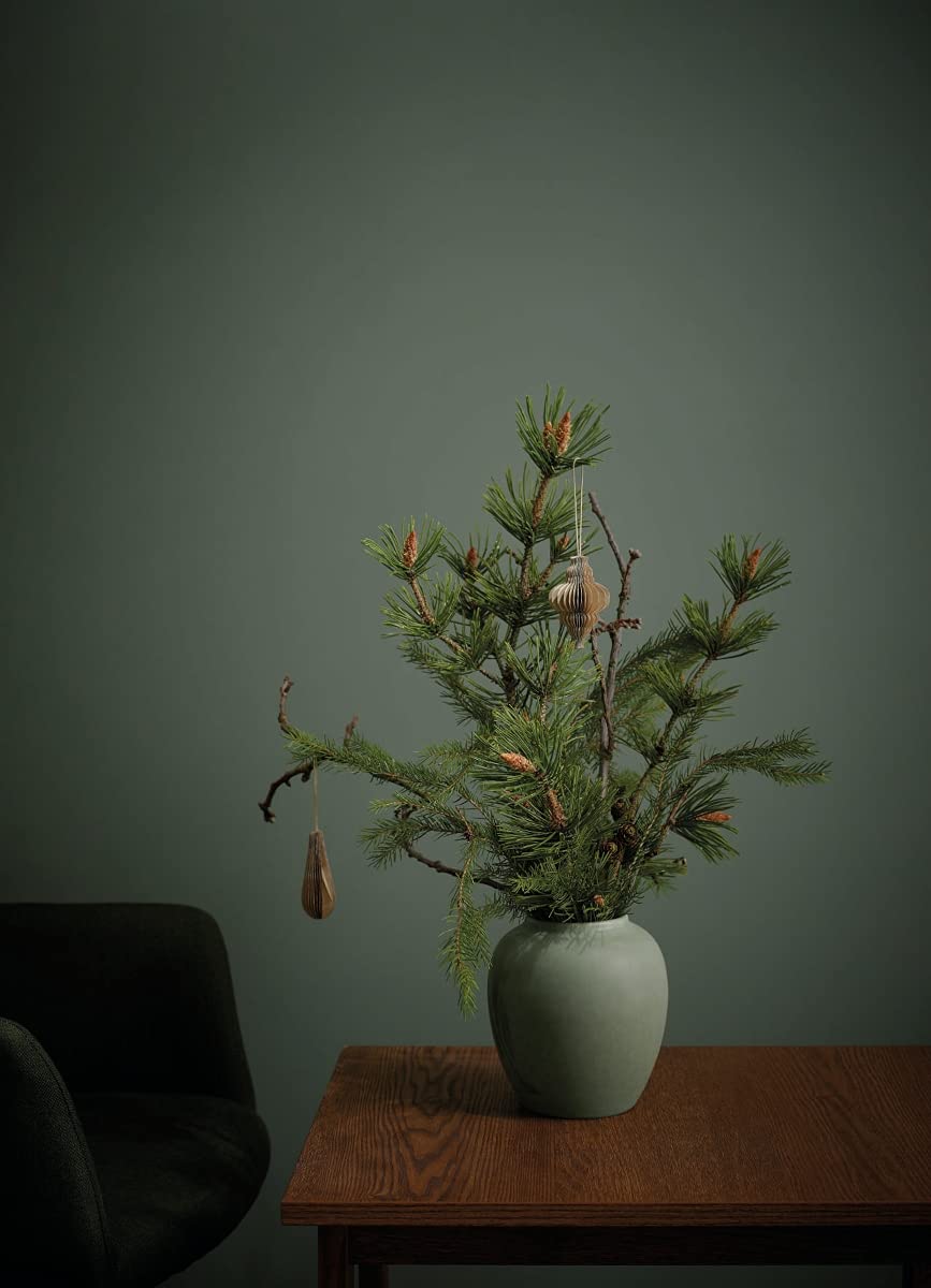 ASA 84004130 Vase, Steingut, 28cm, Mehrkernige, Hellgrau/Gebrochenes Weiß, Gestreift