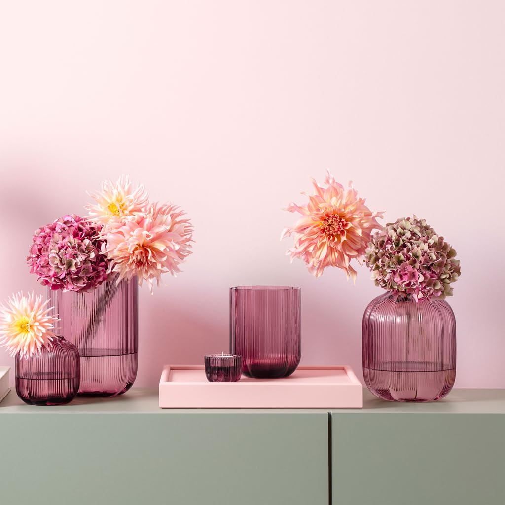 Villeroy & Boch – Fleur Bleu Vase 15 cm Blau, Spülmaschinenfest, Tischvase, Handgefertigte und Mundgeblasene Glasvase, Blumiges Design, Farbige Blumenvase, Deko Wohnung, Home Decor, Dekoraion, Glas