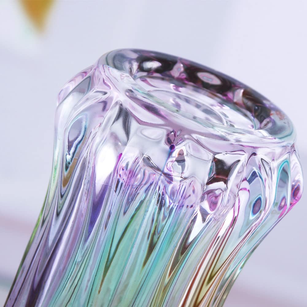 Kristallglas-Blumenvase, Regenbogenfarbene Glasvase, Pflanzenbehälter, dekorative Vase für Zuhause, Esstisch, Herzstück, Dekoration, Zubehör, Hochzeit, Urlaub, Party