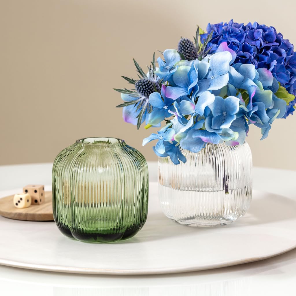 Villeroy & Boch – Fleur Bleu Vase 15 cm Blau, Spülmaschinenfest, Tischvase, Handgefertigte und Mundgeblasene Glasvase, Blumiges Design, Farbige Blumenvase, Deko Wohnung, Home Decor, Dekoraion, Glas