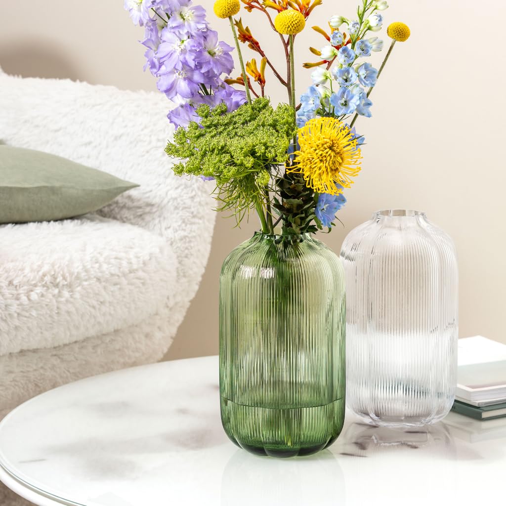 Villeroy & Boch – Fleur Bleu Vase 15 cm Blau, Spülmaschinenfest, Tischvase, Handgefertigte und Mundgeblasene Glasvase, Blumiges Design, Farbige Blumenvase, Deko Wohnung, Home Decor, Dekoraion, Glas