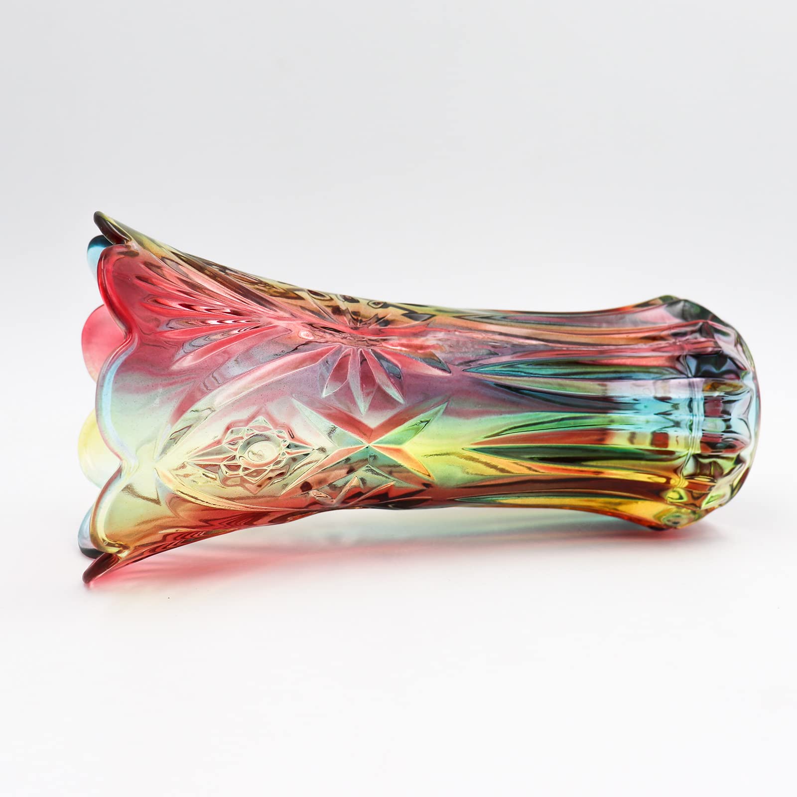 Kristallglas-Blumenvase, Regenbogenfarbene Glasvase, Pflanzenbehälter, dekorative Vase für Zuhause, Esstisch, Herzstück, Dekoration, Zubehör, Hochzeit, Urlaub, Party
