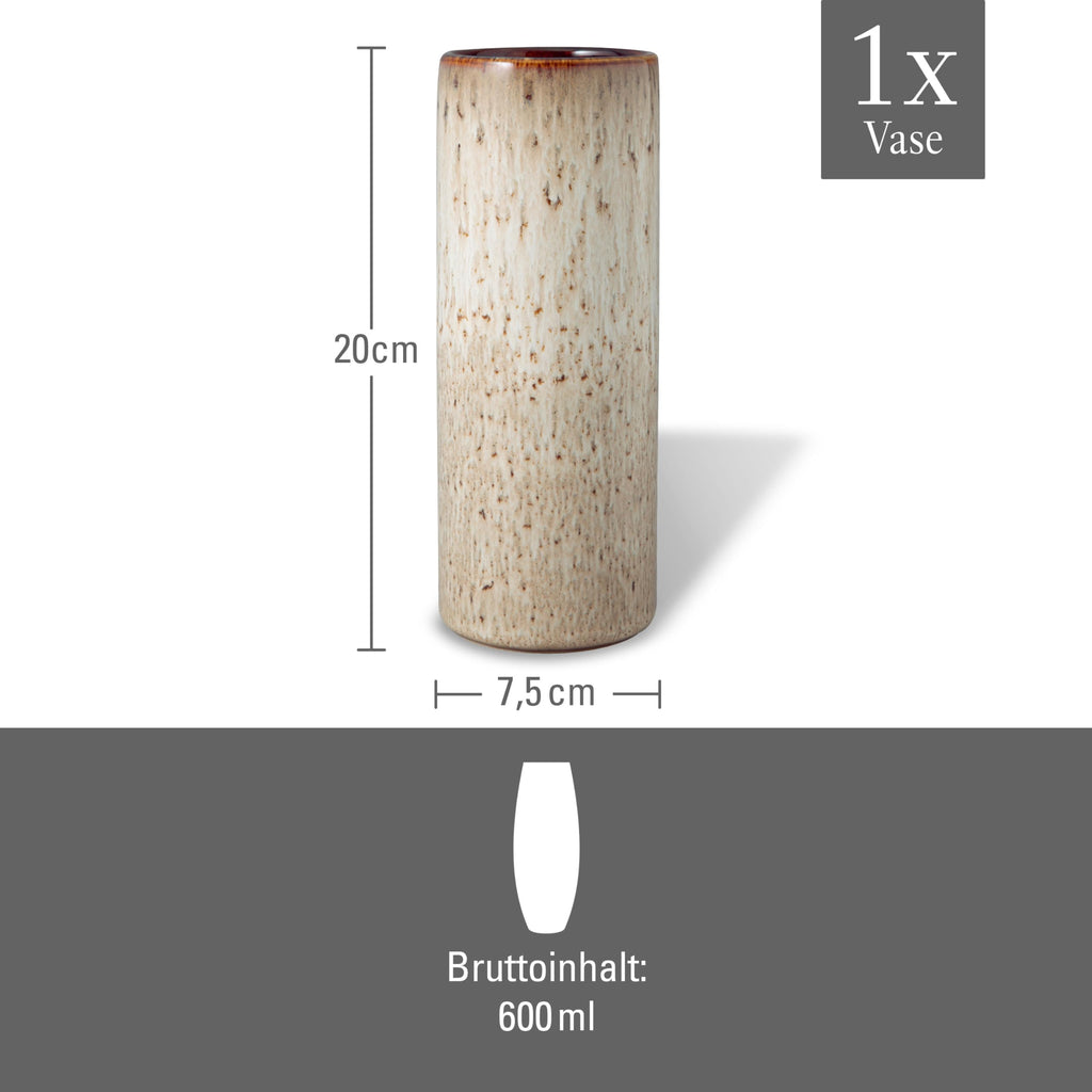 like. by Villeroy & Boch Lave Home Vase Cylinder, 7,5x7,5x20cm, Beige