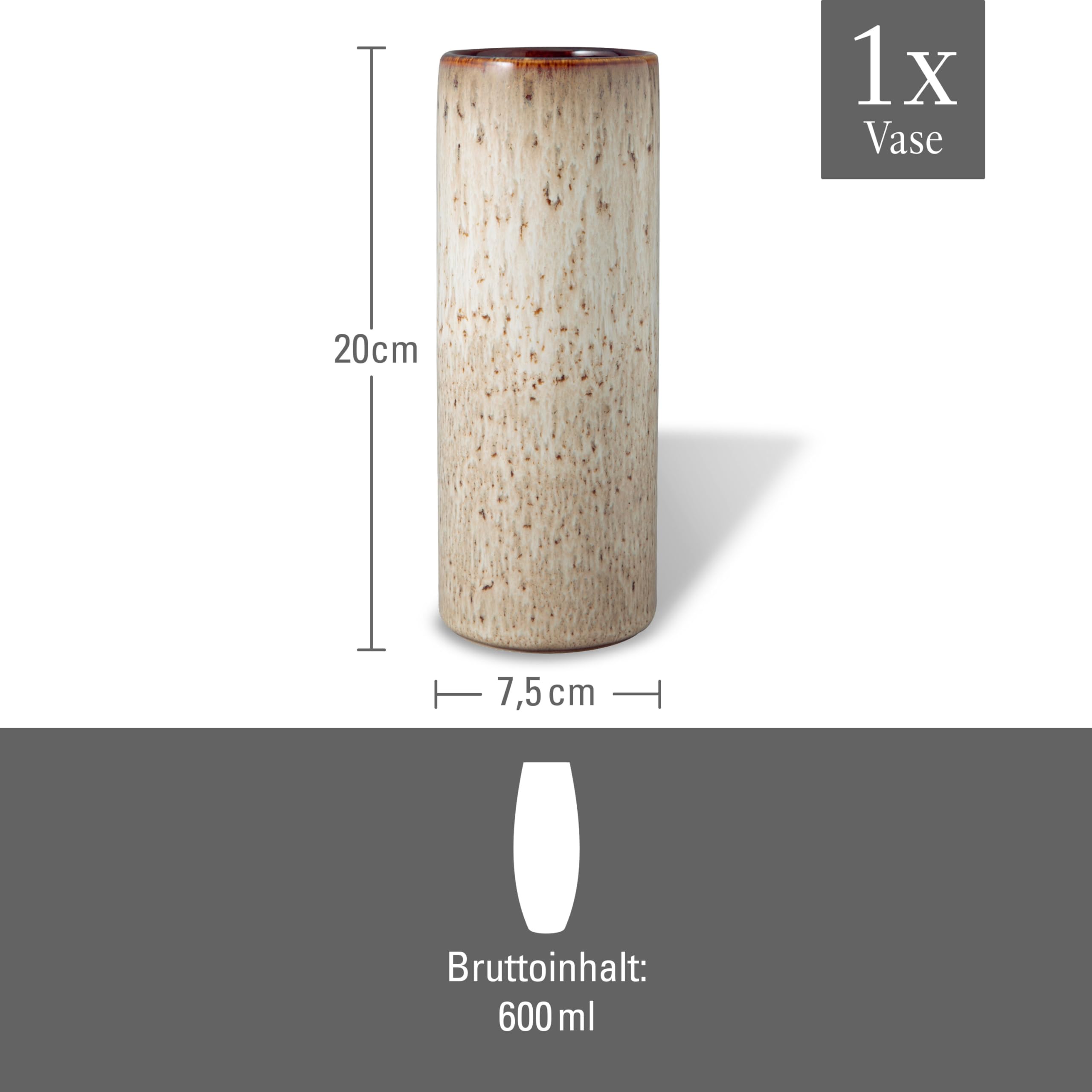 like. by Villeroy & Boch Lave Home Vase Cylinder, 7,5x7,5x20cm, Beige