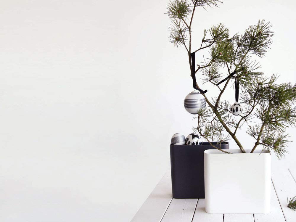 ASA 84004130 Vase, Steingut, 28cm, Mehrkernige, Hellgrau/Gebrochenes Weiß, Gestreift