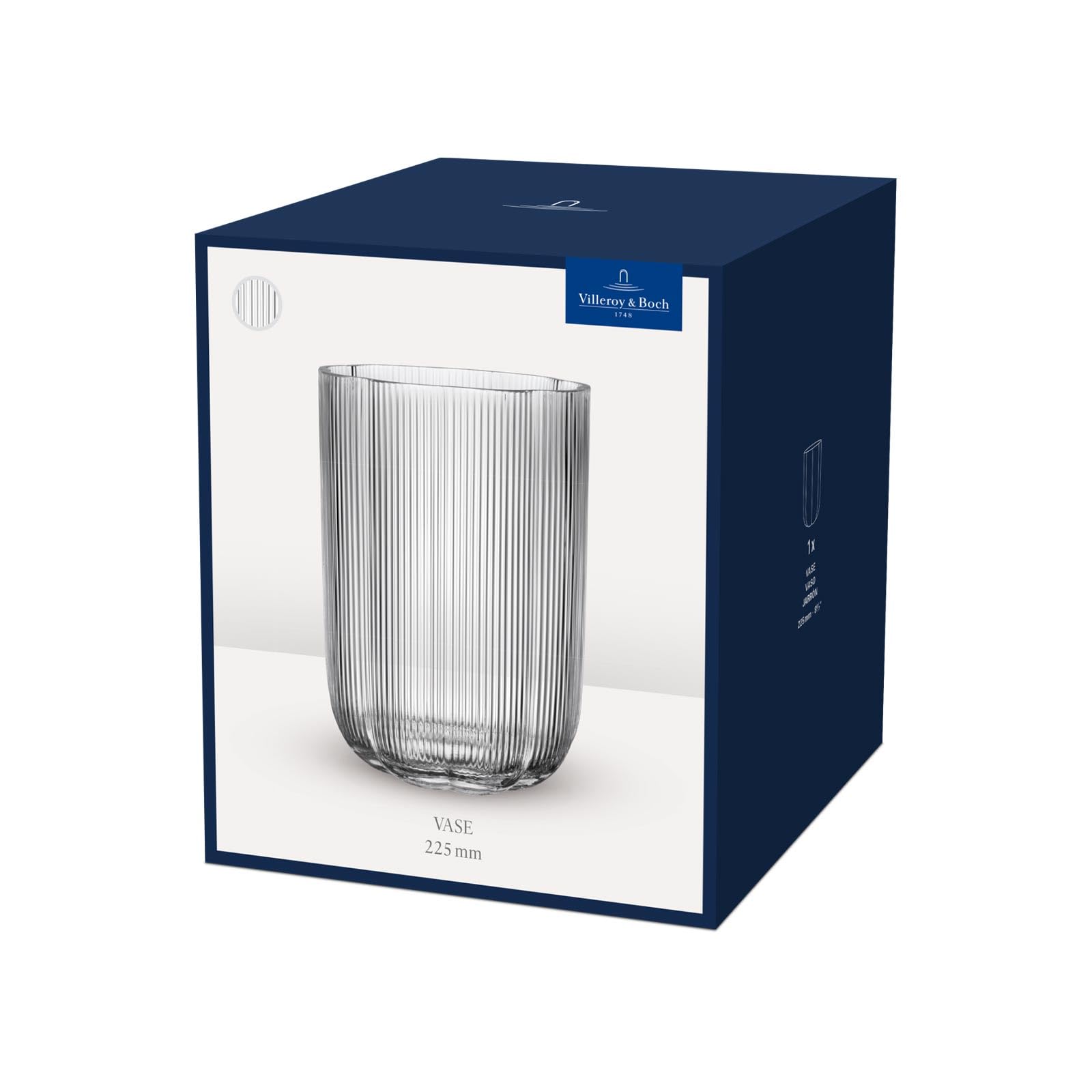 Villeroy & Boch – Fleur Bleu Vase 15 cm Blau, Spülmaschinenfest, Tischvase, Handgefertigte und Mundgeblasene Glasvase, Blumiges Design, Farbige Blumenvase, Deko Wohnung, Home Decor, Dekoraion, Glas