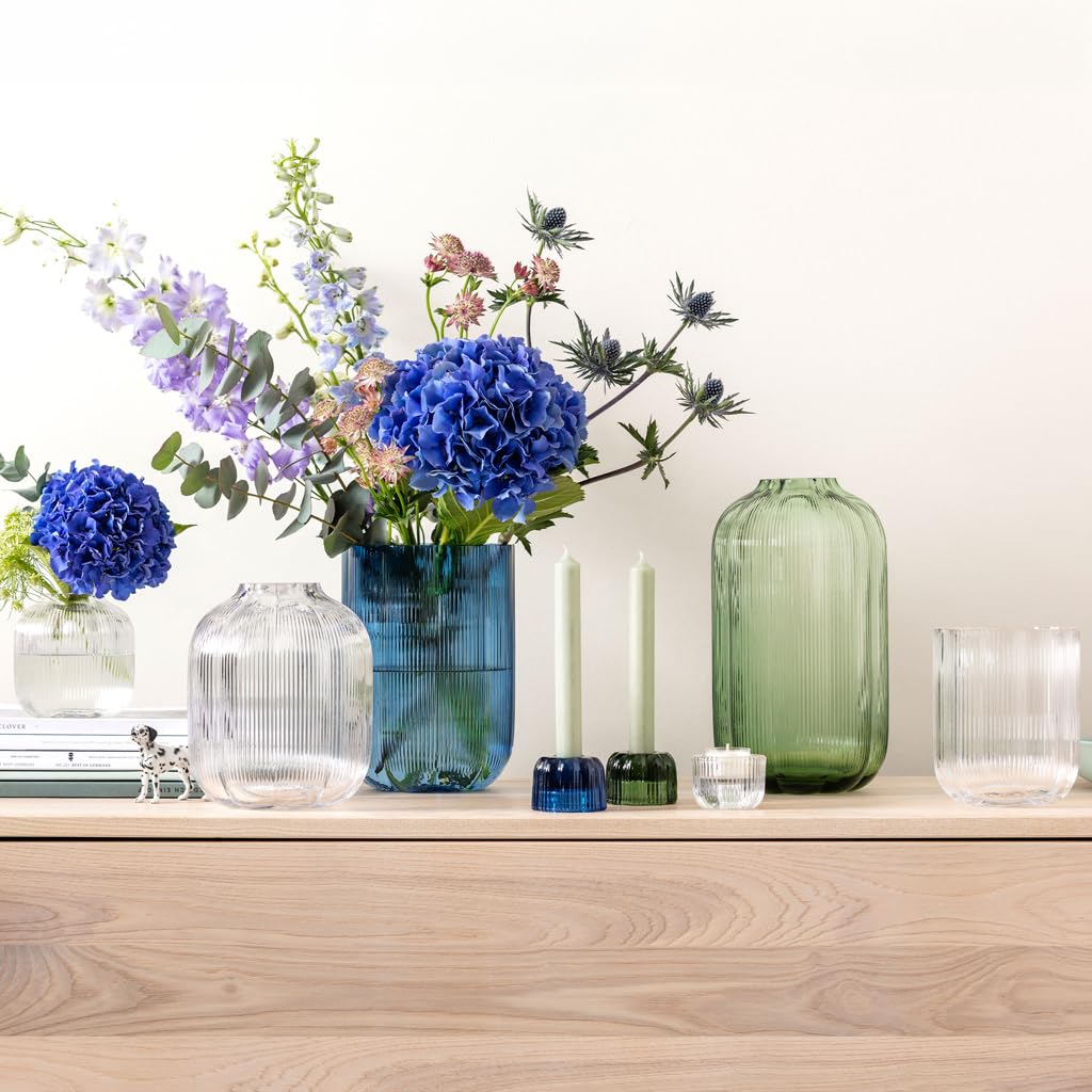 Villeroy & Boch – Fleur Bleu Vase 15 cm Blau, Spülmaschinenfest, Tischvase, Handgefertigte und Mundgeblasene Glasvase, Blumiges Design, Farbige Blumenvase, Deko Wohnung, Home Decor, Dekoraion, Glas