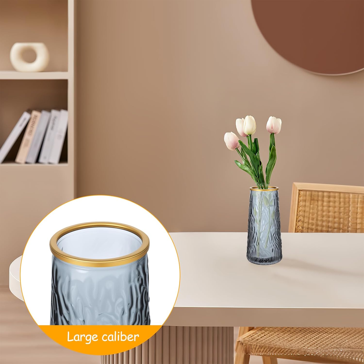 Glasvasen für Tischdeko, Modern Blumenvasen Tischdeko Hochzeit, Kleine Glas Vasen Deko Tulpenvase Transparent für Tulpen Orchideen Rosen Wohnzimmer Regal Tisch Heimdekoration (hoch 20 cm)