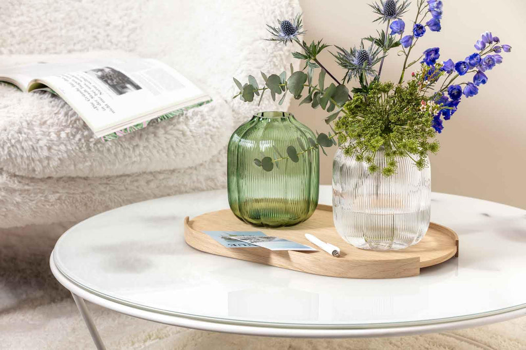 Villeroy & Boch – Fleur Bleu Vase 15 cm Blau, Spülmaschinenfest, Tischvase, Handgefertigte und Mundgeblasene Glasvase, Blumiges Design, Farbige Blumenvase, Deko Wohnung, Home Decor, Dekoraion, Glas