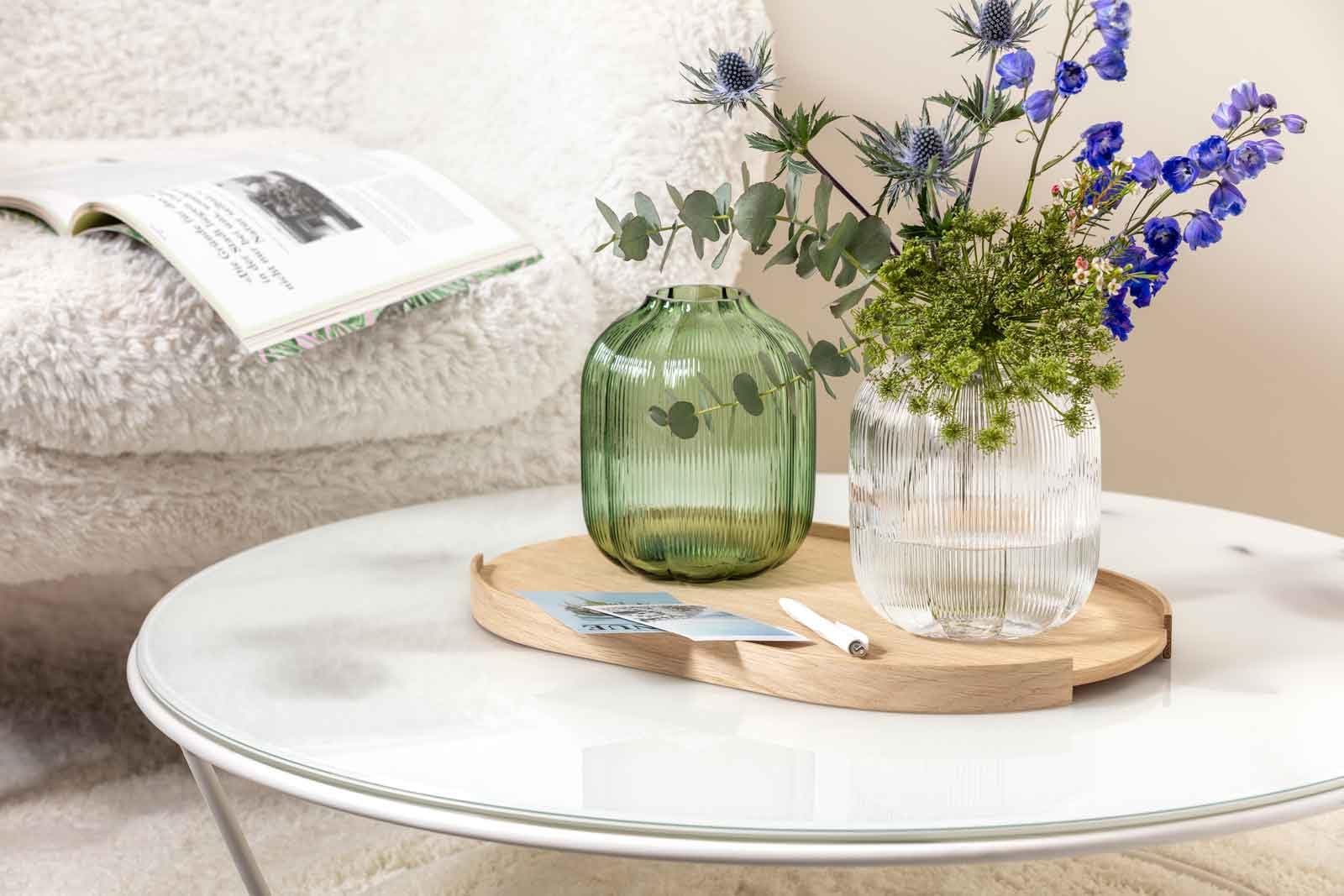 Villeroy & Boch – Fleur Bleu Vase 15 cm Blau, Spülmaschinenfest, Tischvase, Handgefertigte und Mundgeblasene Glasvase, Blumiges Design, Farbige Blumenvase, Deko Wohnung, Home Decor, Dekoraion, Glas