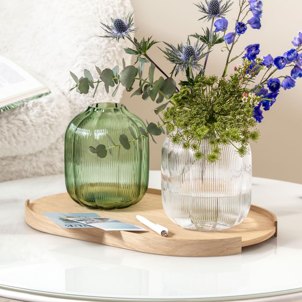 Villeroy & Boch – Fleur Bleu Vase 15 cm Blau, Spülmaschinenfest, Tischvase, Handgefertigte und Mundgeblasene Glasvase, Blumiges Design, Farbige Blumenvase, Deko Wohnung, Home Decor, Dekoraion, Glas