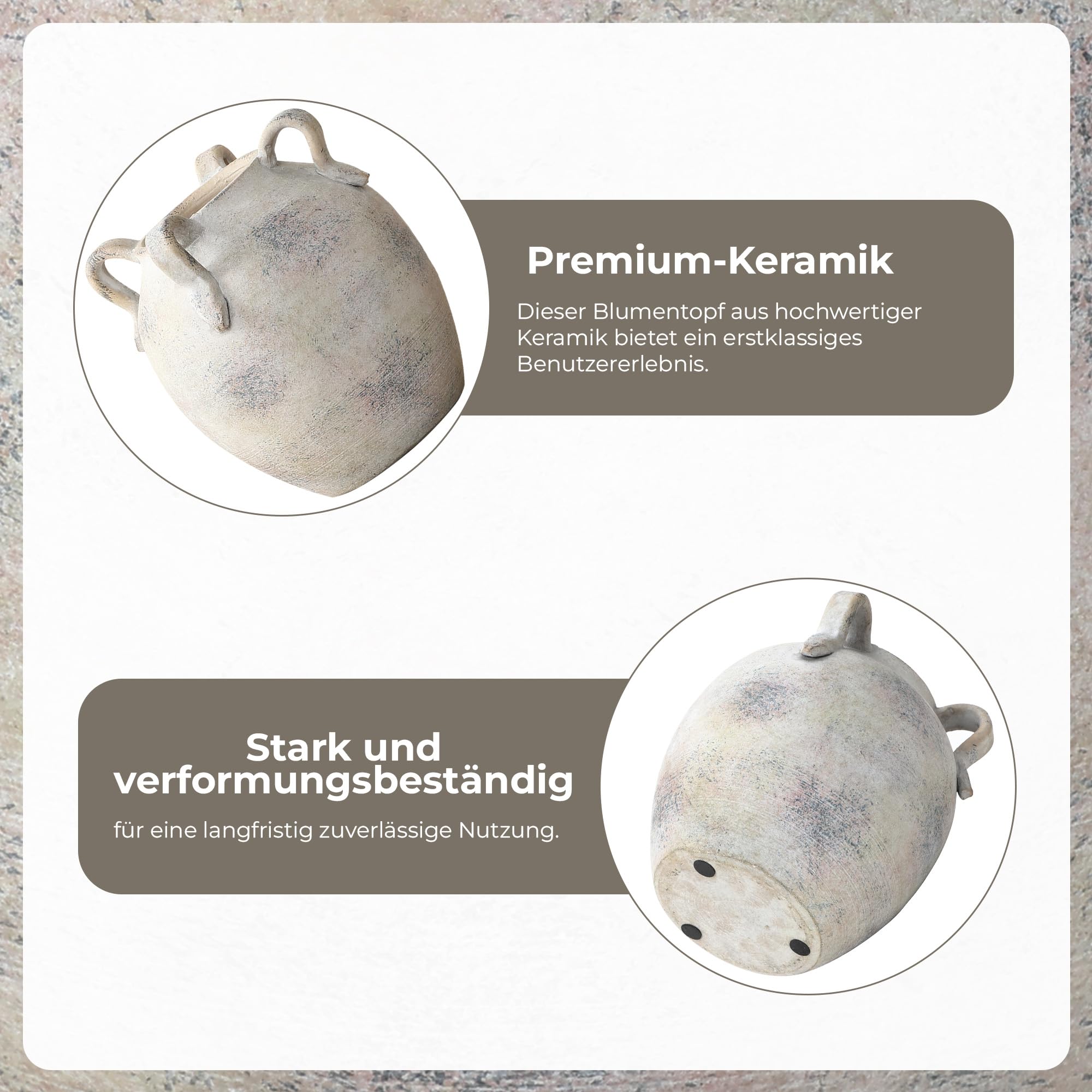 Vintage Vase Keramik im Antik-Stil, Kunstvolle Dekovase mit Patina-Optik, Wabi-Sabi Blumenvase für Zweige & Dekoblumen, Vintage Wohndeko 23 cm Höhe