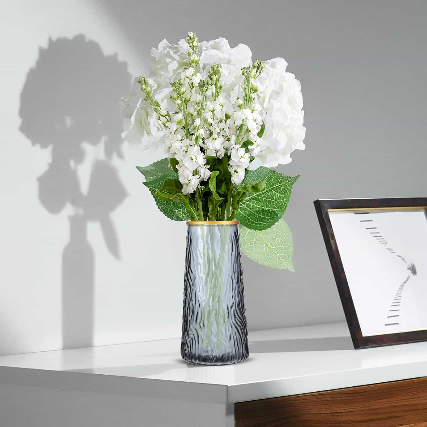 Glasvasen für Tischdeko, Modern Blumenvasen Tischdeko Hochzeit, Kleine Glas Vasen Deko Tulpenvase Transparent für Tulpen Orchideen Rosen Wohnzimmer Regal Tisch Heimdekoration (hoch 20 cm)