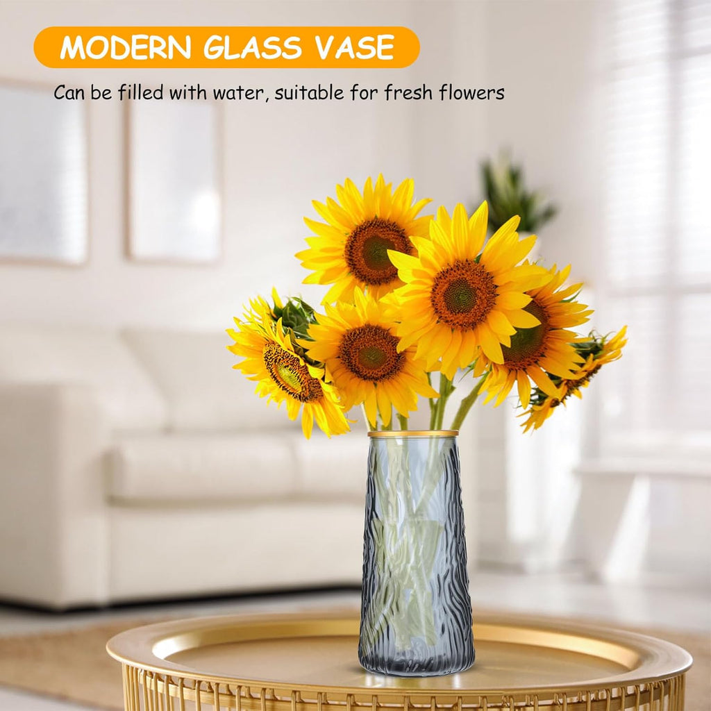 Glasvasen für Tischdeko, Modern Blumenvasen Tischdeko Hochzeit, Kleine Glas Vasen Deko Tulpenvase Transparent für Tulpen Orchideen Rosen Wohnzimmer Regal Tisch Heimdekoration (hoch 20 cm)