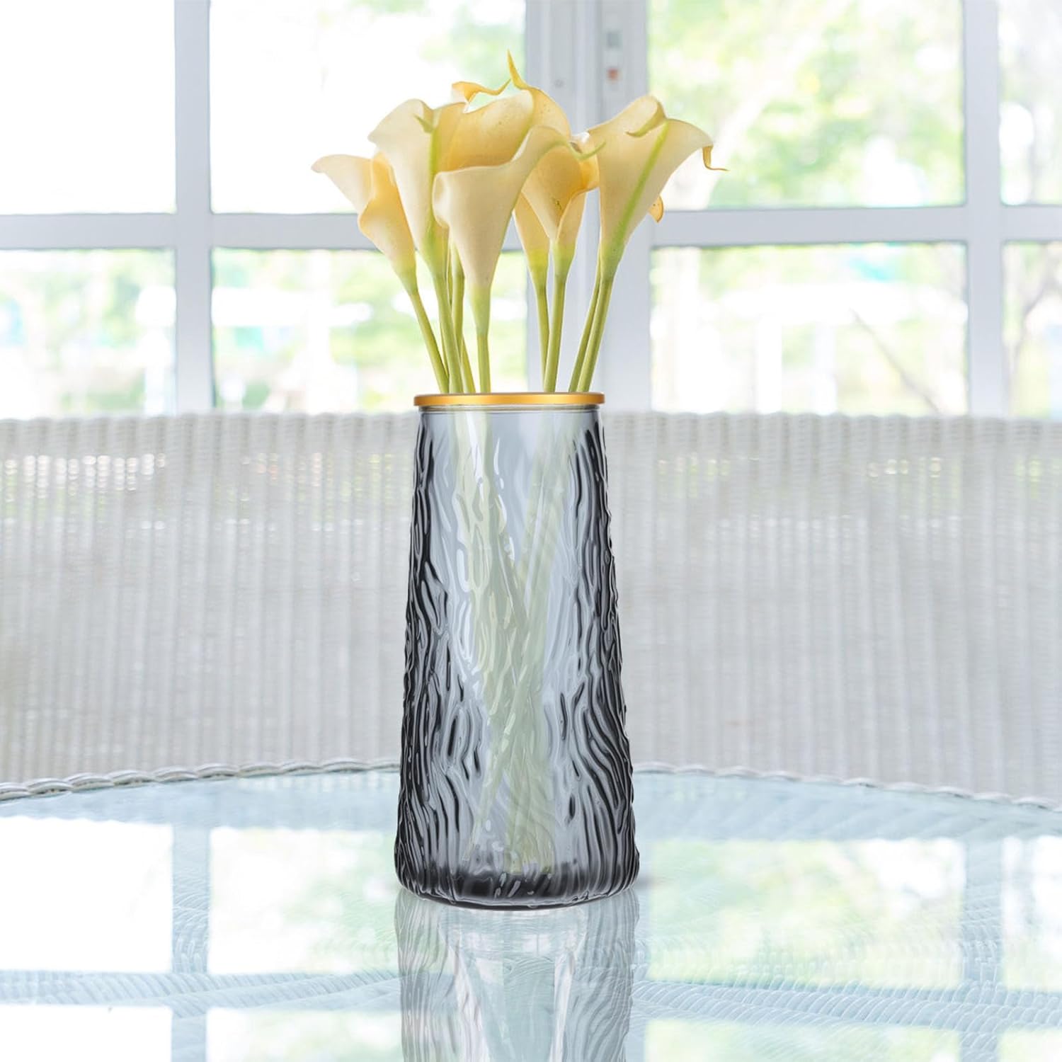 Glasvasen für Tischdeko, Modern Blumenvasen Tischdeko Hochzeit, Kleine Glas Vasen Deko Tulpenvase Transparent für Tulpen Orchideen Rosen Wohnzimmer Regal Tisch Heimdekoration (hoch 20 cm)