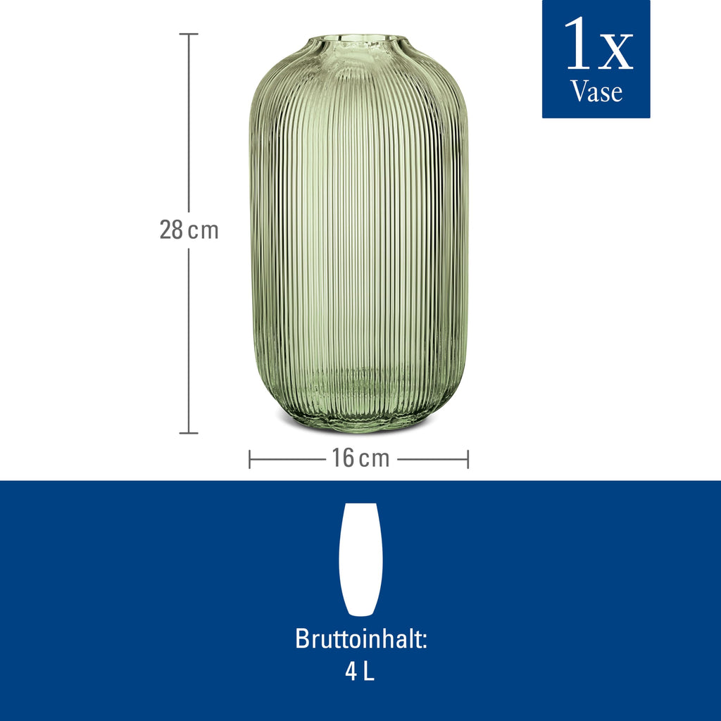 Villeroy & Boch – Fleur Bleu Vase 15 cm Blau, Spülmaschinenfest, Tischvase, Handgefertigte und Mundgeblasene Glasvase, Blumiges Design, Farbige Blumenvase, Deko Wohnung, Home Decor, Dekoraion, Glas