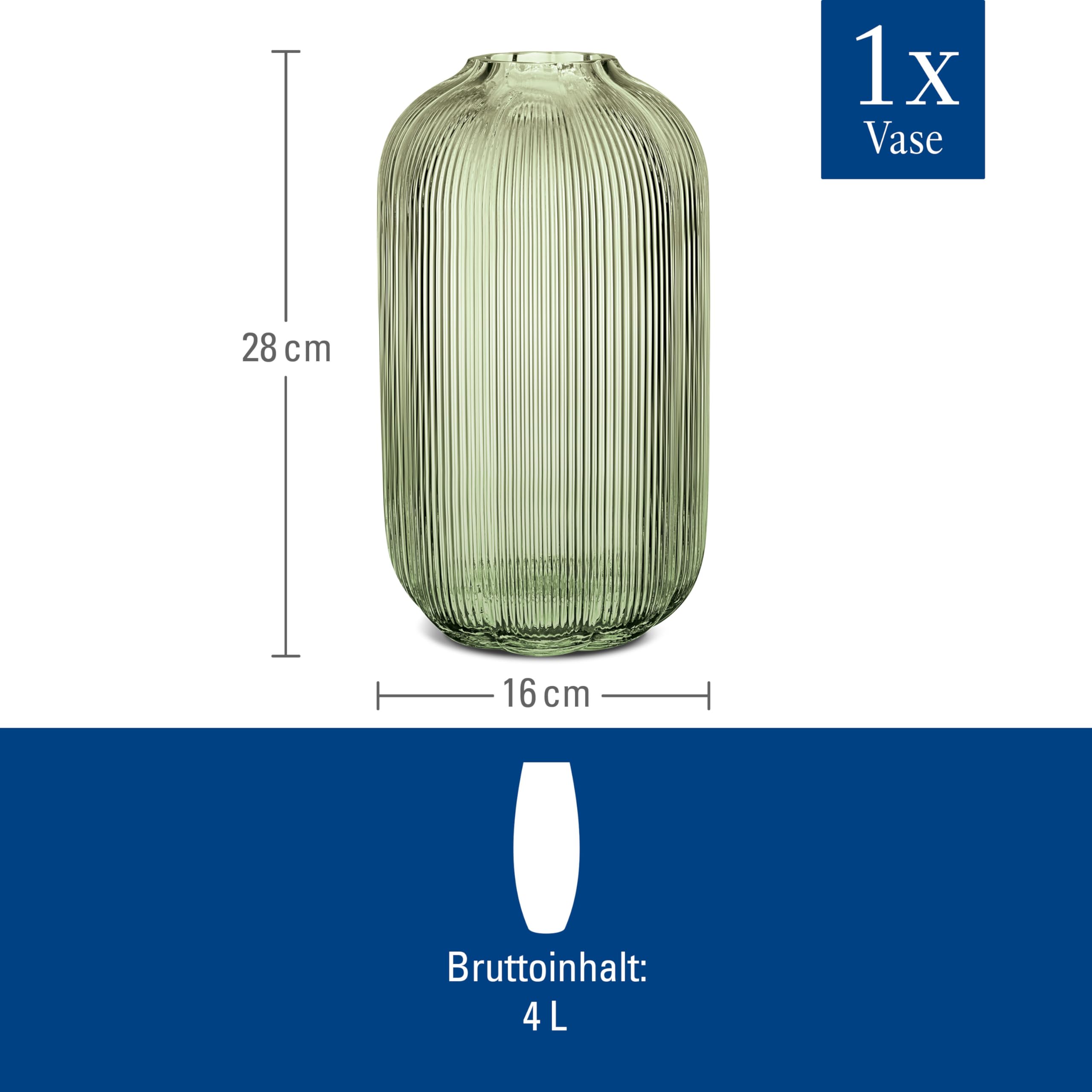 Villeroy & Boch – Fleur Bleu Vase 15 cm Blau, Spülmaschinenfest, Tischvase, Handgefertigte und Mundgeblasene Glasvase, Blumiges Design, Farbige Blumenvase, Deko Wohnung, Home Decor, Dekoraion, Glas