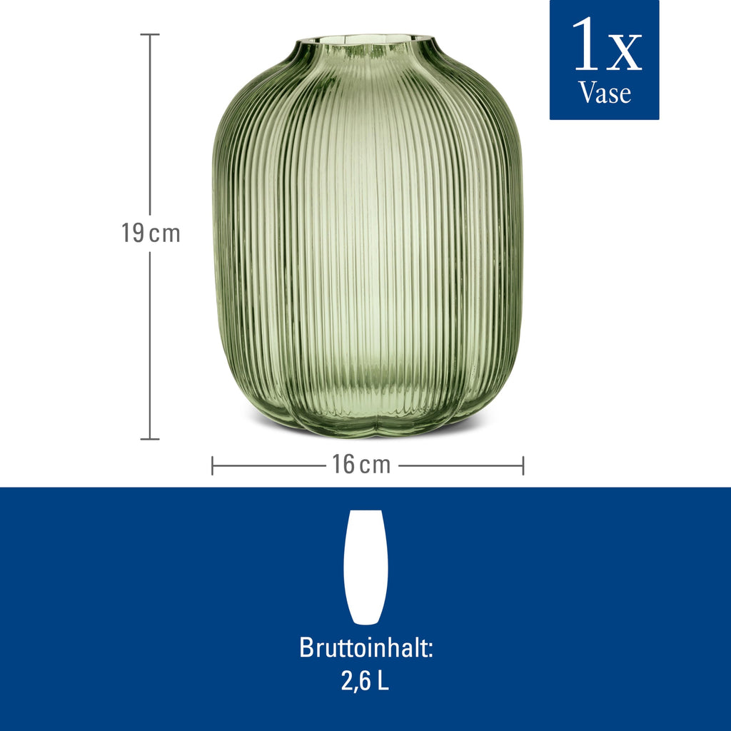 Villeroy & Boch – Fleur Bleu Vase 15 cm Blau, Spülmaschinenfest, Tischvase, Handgefertigte und Mundgeblasene Glasvase, Blumiges Design, Farbige Blumenvase, Deko Wohnung, Home Decor, Dekoraion, Glas