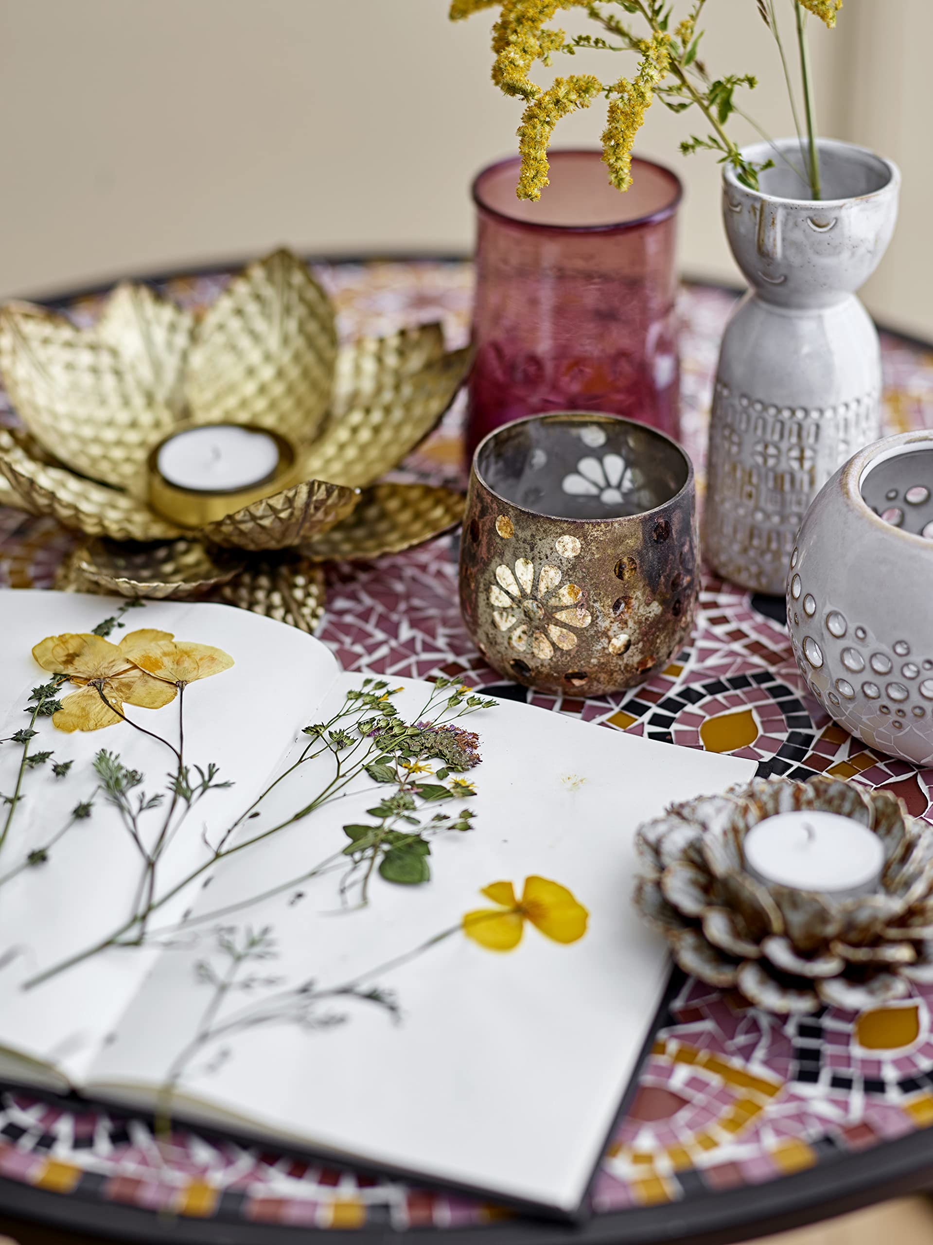 Bloomingville Vase Embla weiß Keramik 6 cm x 14,5 cm