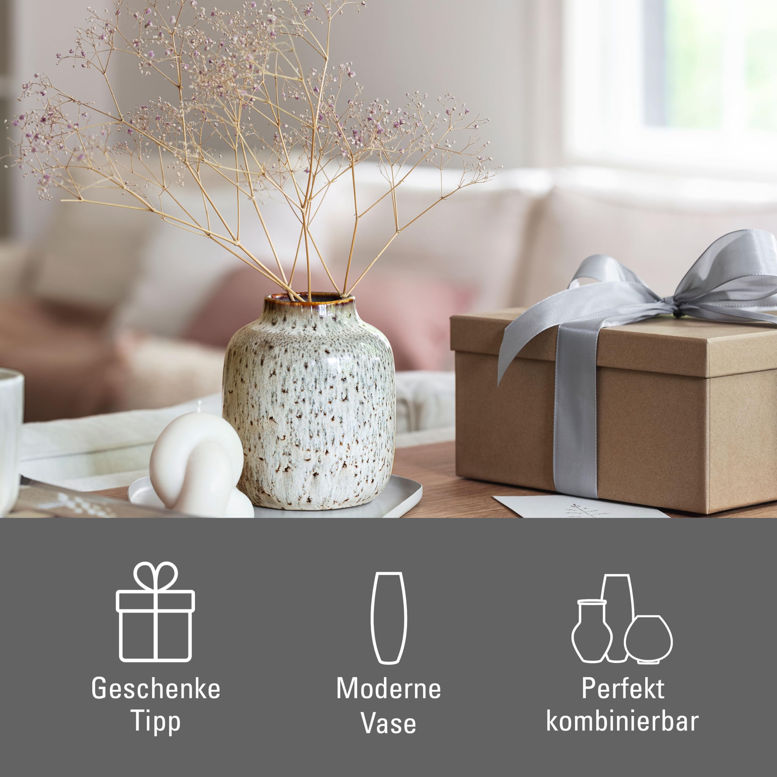 like. by Villeroy & Boch Lave Home Vase Cylinder, 7,5x7,5x20cm, Beige