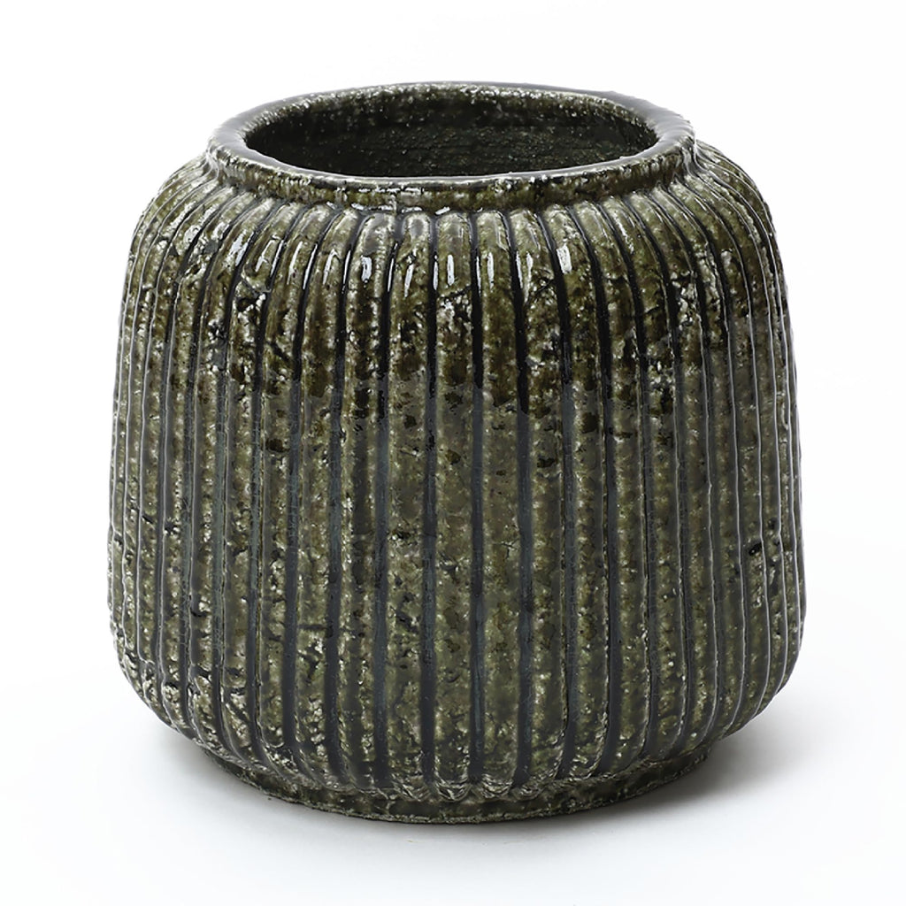 Vintage Vase Keramik im Antik-Stil, Kunstvolle Dekovase mit Patina-Optik, Wabi-Sabi Blumenvase für Zweige & Dekoblumen, Vintage Wohndeko 23 cm Höhe